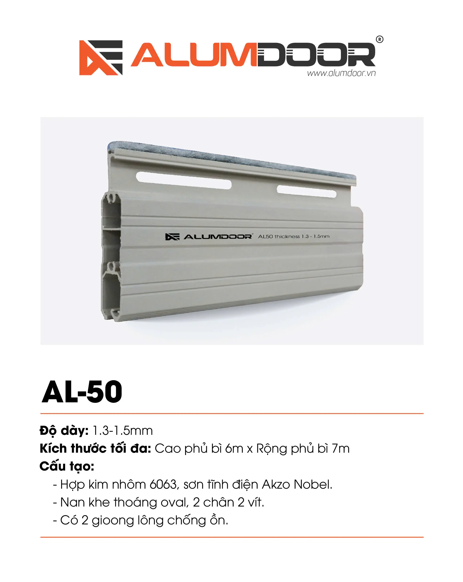 CỬA CUỐN ĐỨC AL 50