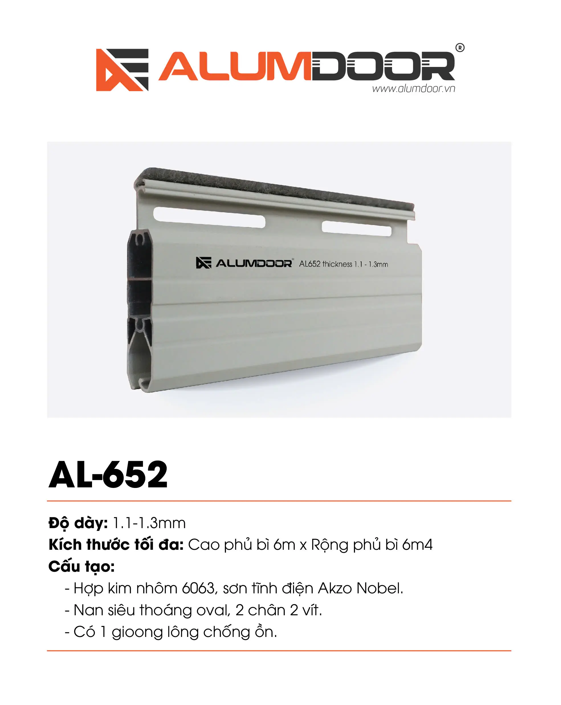 CỬA CUỐN ĐỨC AL 652